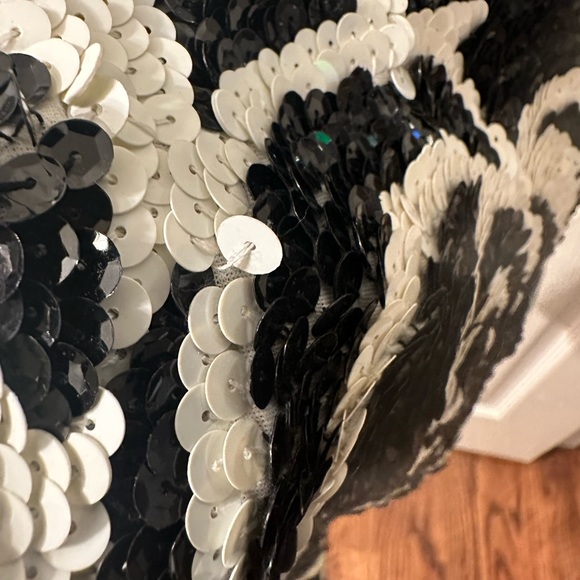 Vintage Creative Creations silk beaded black & white rose sequin dress - Picture 9 of 12